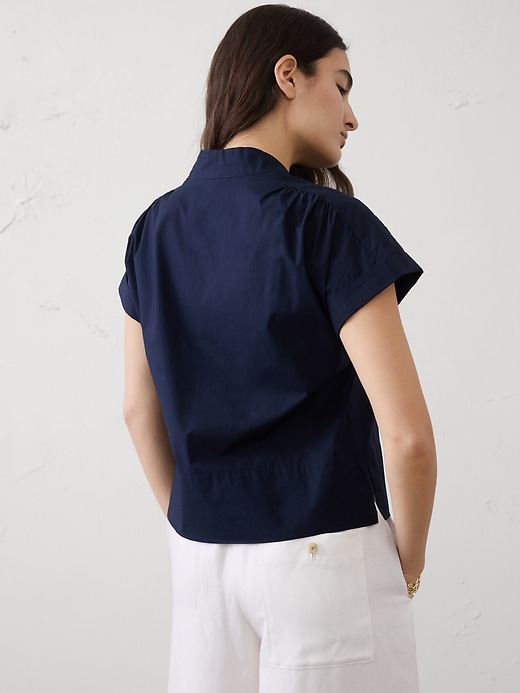 Poplin Split-Neck Top | Banana Republic Factory