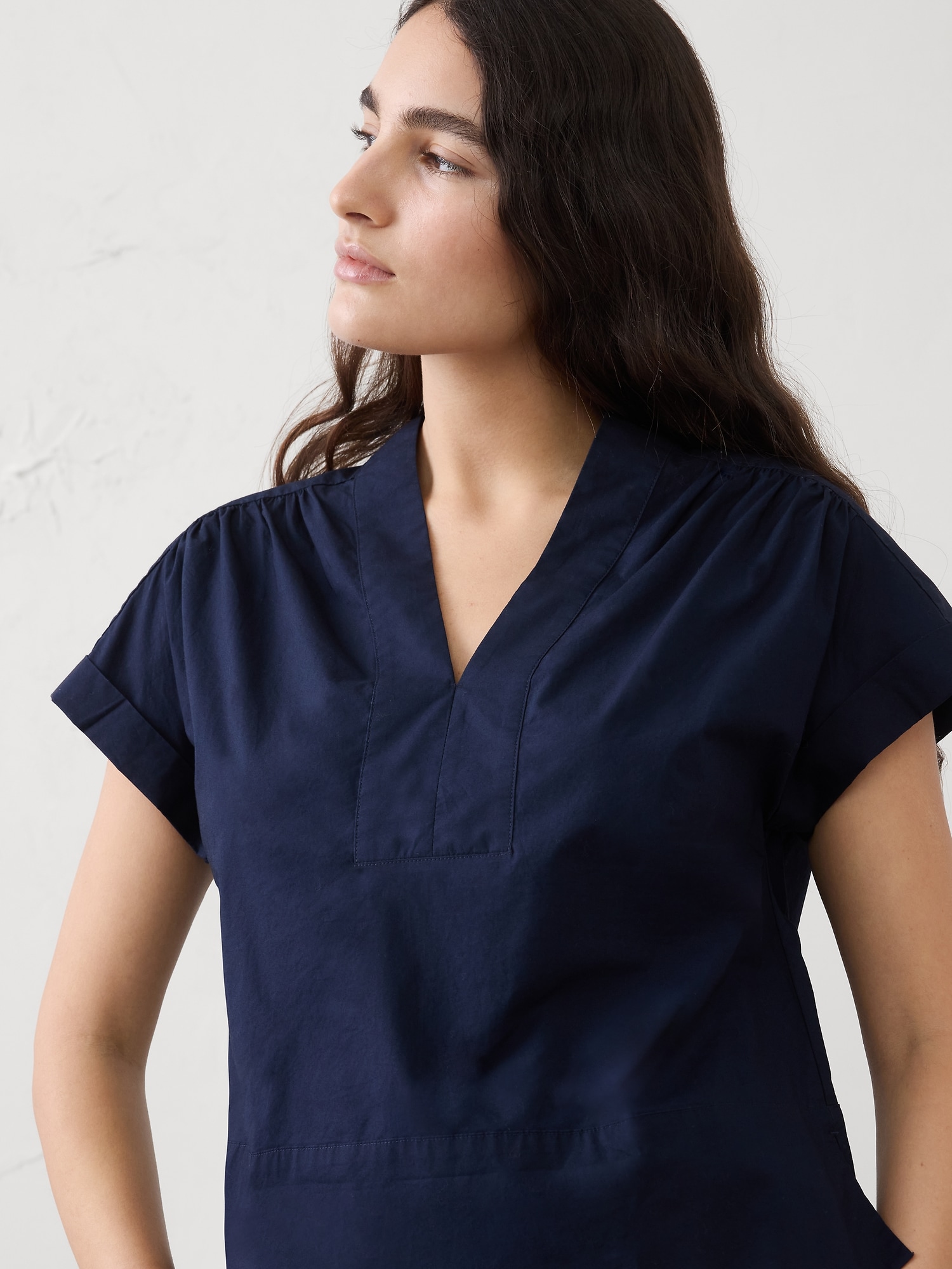 Image number 3 showing, Poplin Split-Neck Top