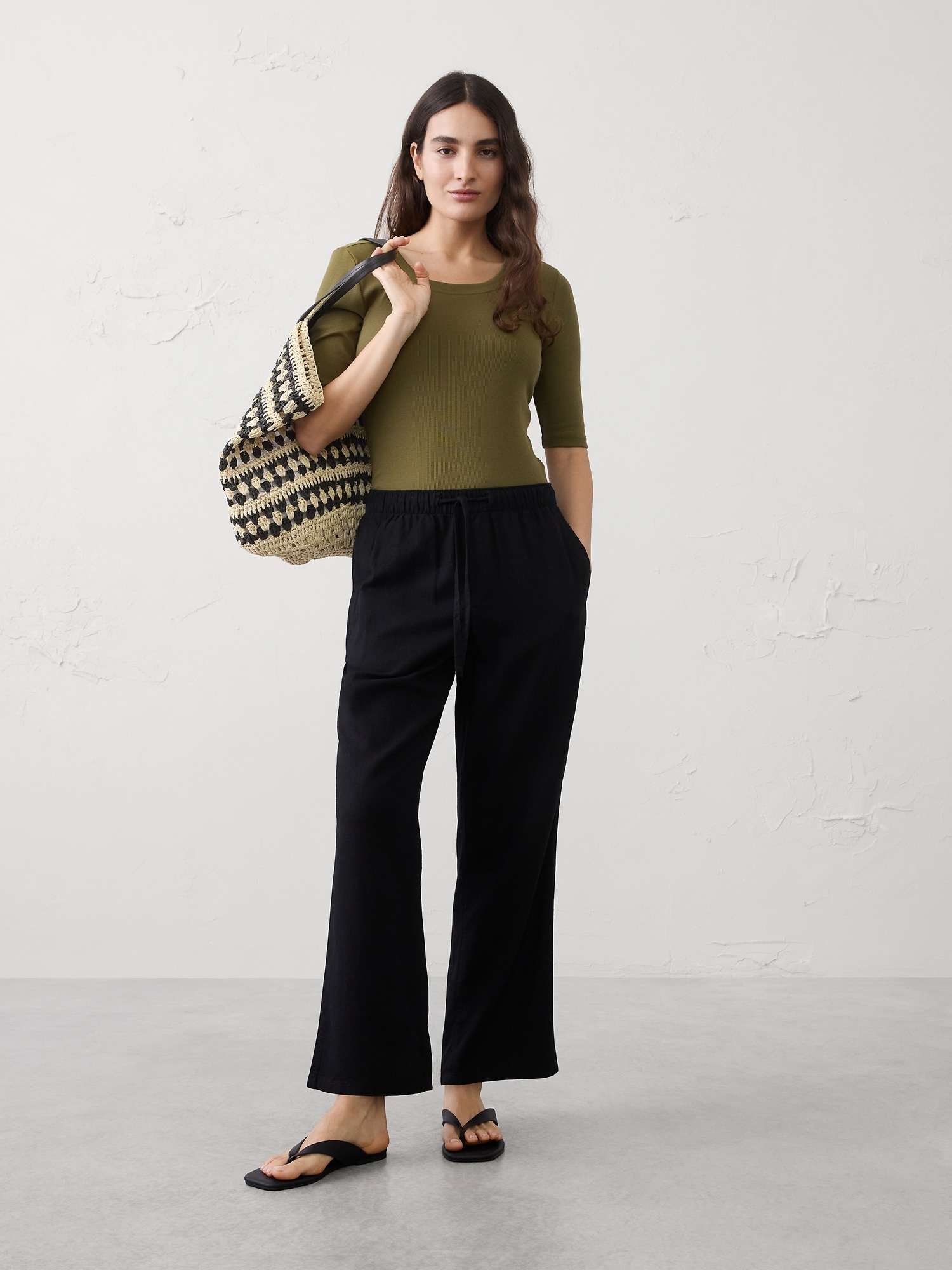 Image number 1 showing, Ribbed Elbow-Sleeve T-Shirt