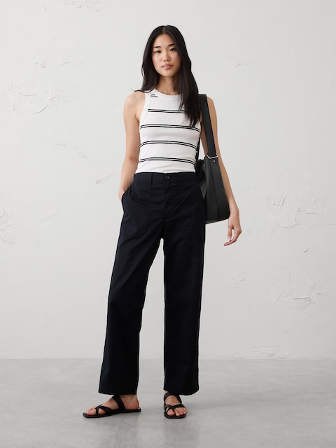 Straight High-Rise Twill Utility Pant