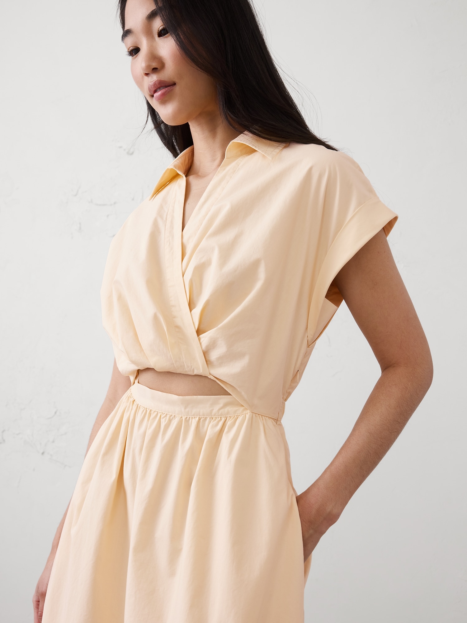 Image number 3 showing, Cutout Poplin Maxi Dress