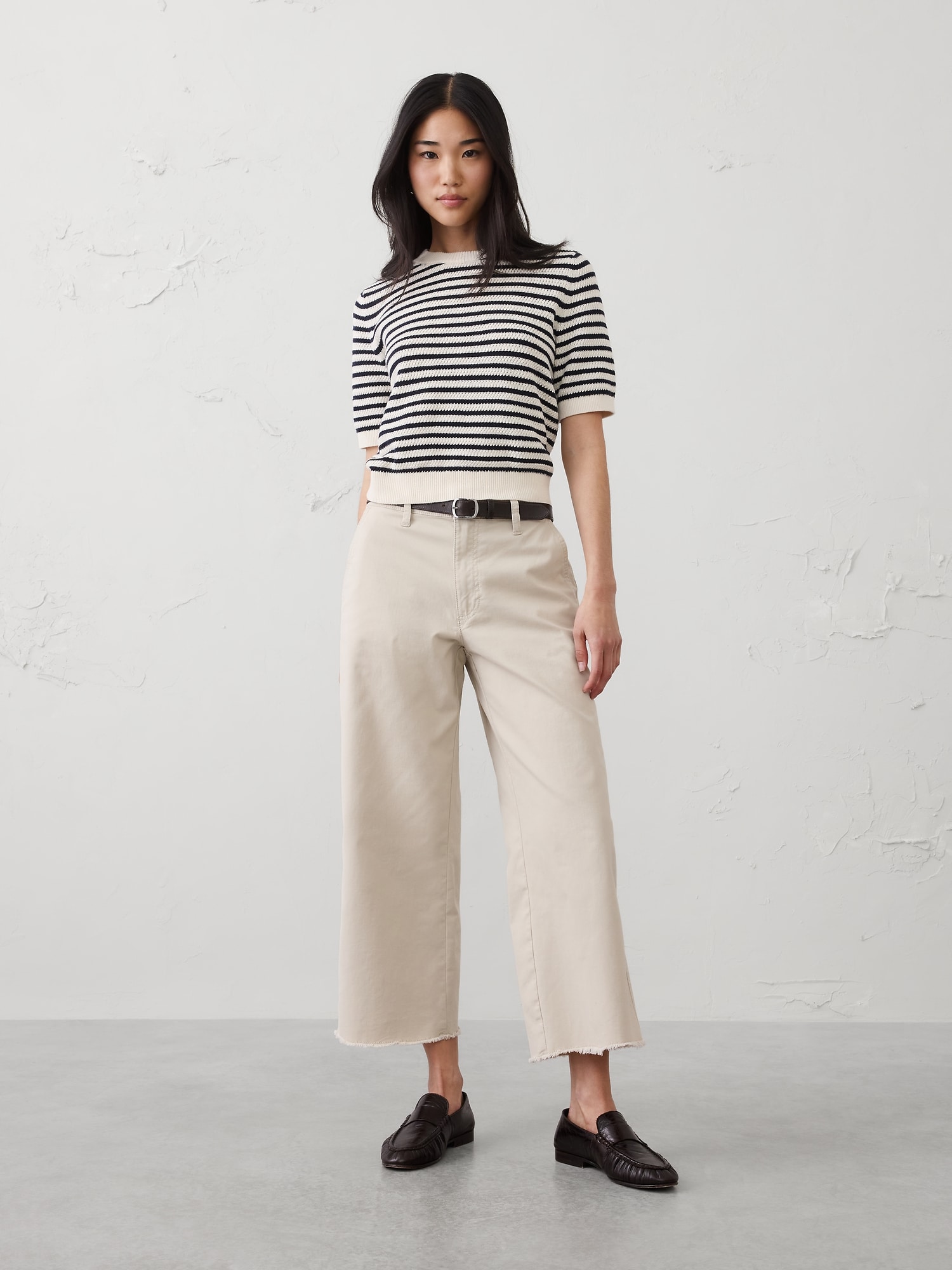 Image number 1 showing, Wide-Leg High-Rise Authentic Cropped Chino