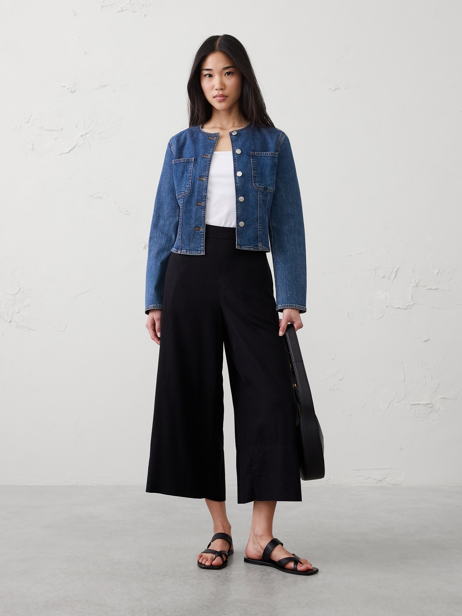 Image number 1 showing, Anyday Wide-Leg High-Rise Linen-Blend Cropped Pant