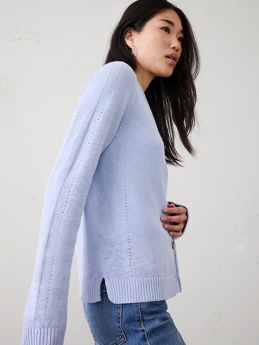 Ramie-Cotton V-Neck Cardigan Sweater | Banana Republic Factory