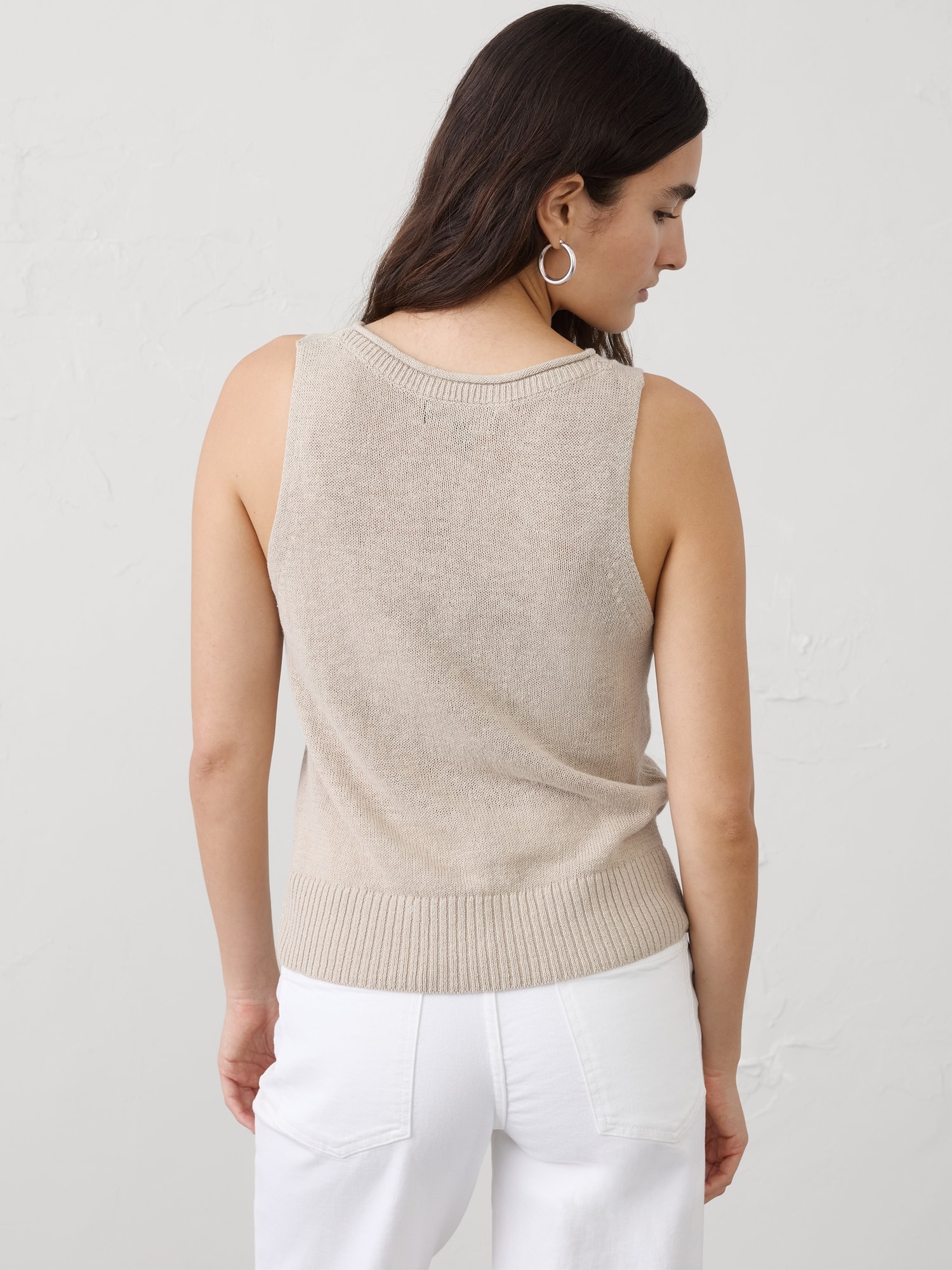 Image number 2 showing, Ramie-Cotton Pointelle Sweater Tank