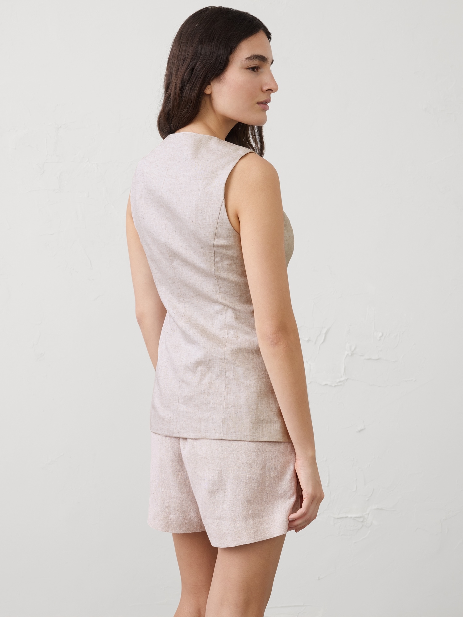 Image number 2 showing, Linen-Blend Long Cutaway Vest