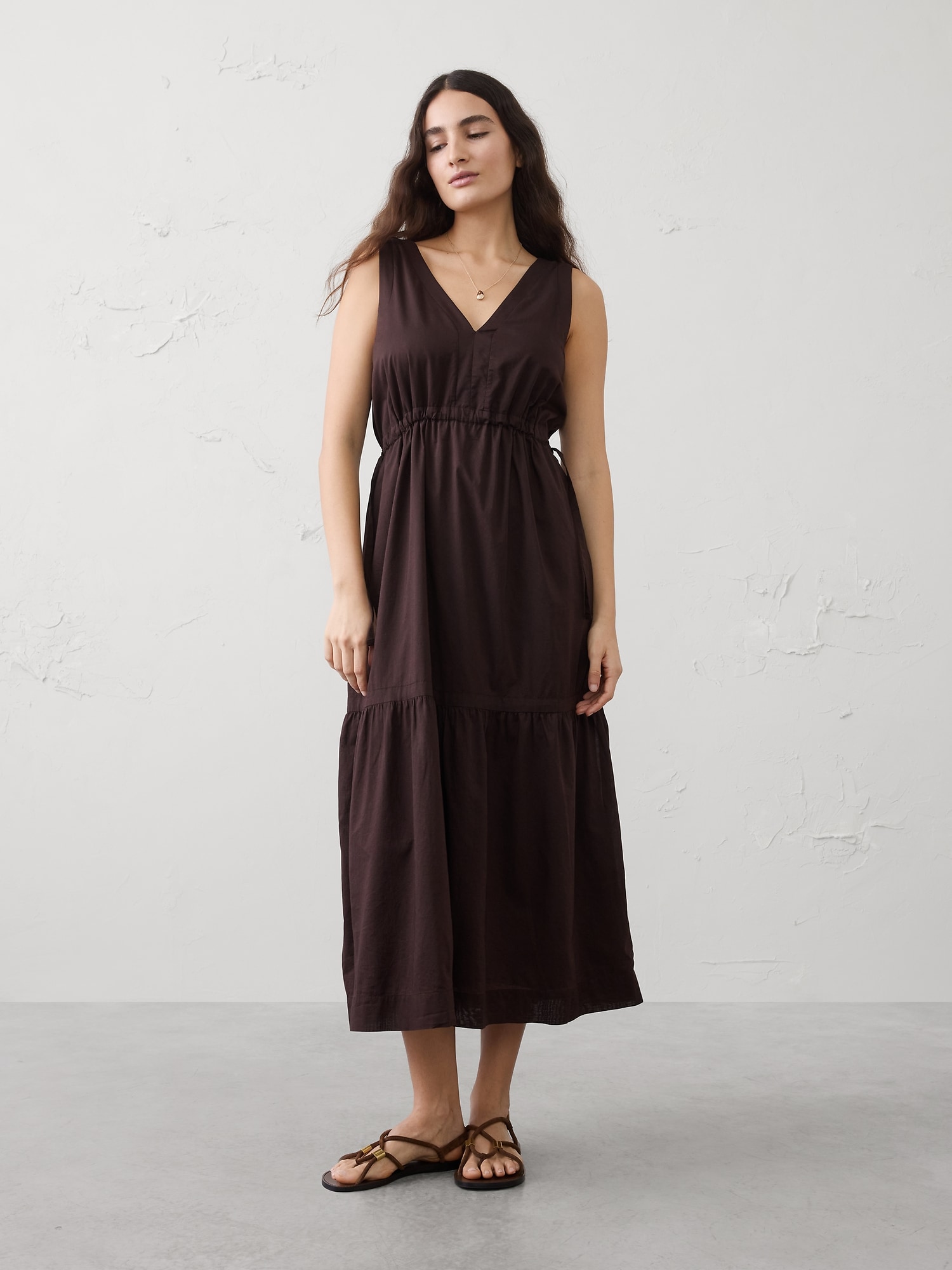 Image number 1 showing, Voile Side-Tie Maxi Dress