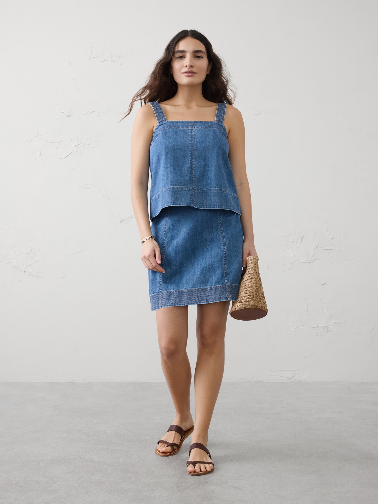 Image number 1 showing, Denim Trapunto Tank