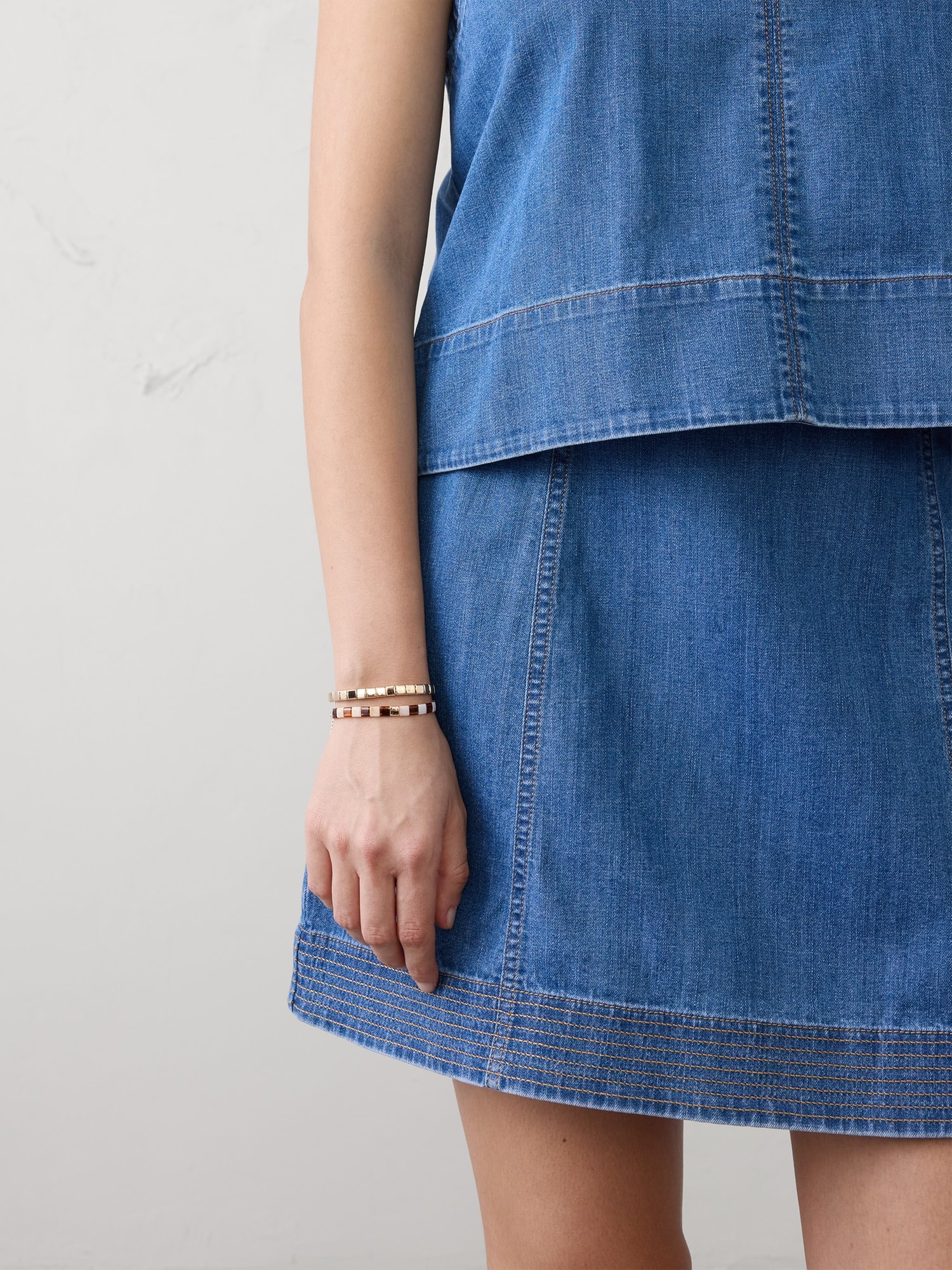 Image number 3 showing, Denim Trapunto Mini Skirt
