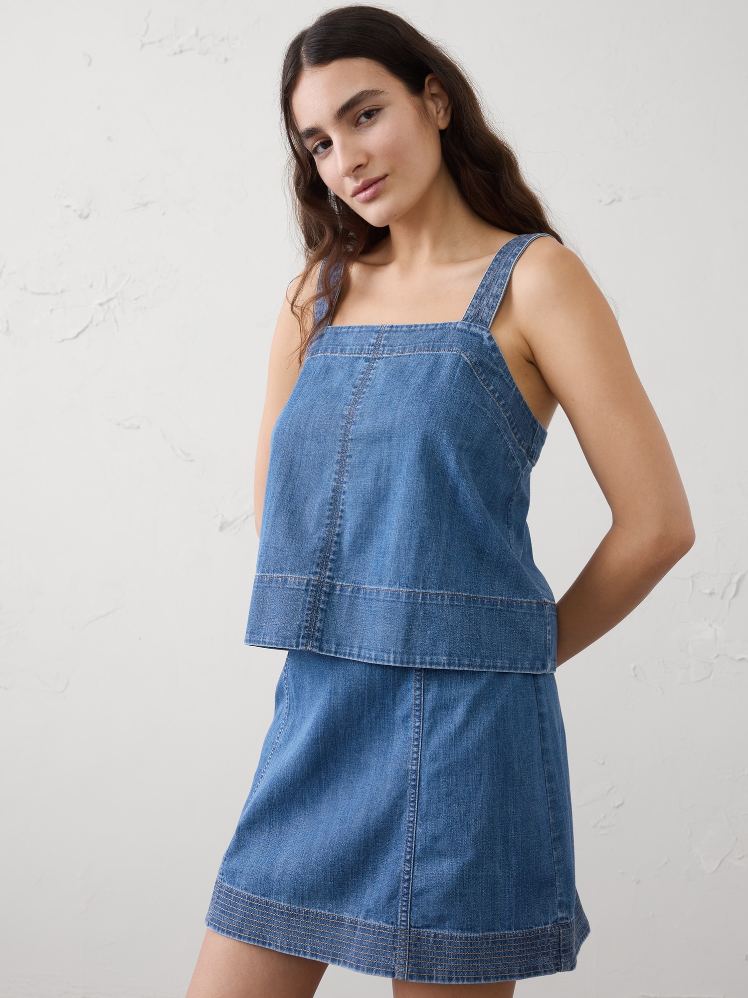 Image number 3 showing, Denim Trapunto Tank
