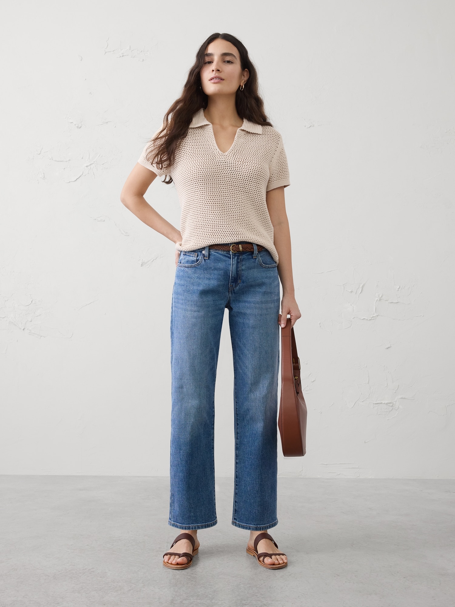 Image number 1 showing, Straight-Leg Mid-Rise Jean