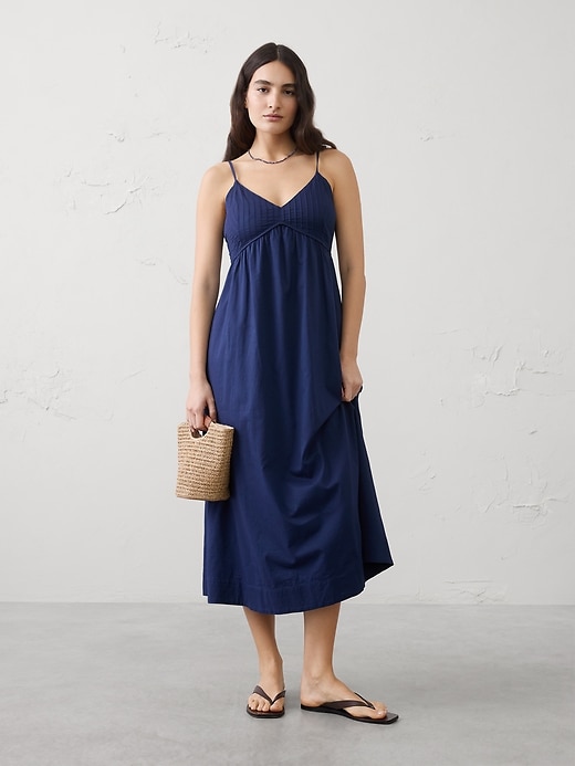 banana republic pleated midi dress Banana Republic Factory Pleated Midi Dress Blue Dot Sz 0, 2, 10
