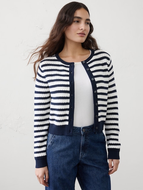 Cotton Crochet Cropped Cardigan