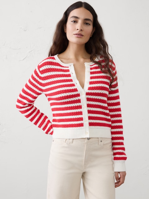 Cotton Crochet Cropped Cardigan