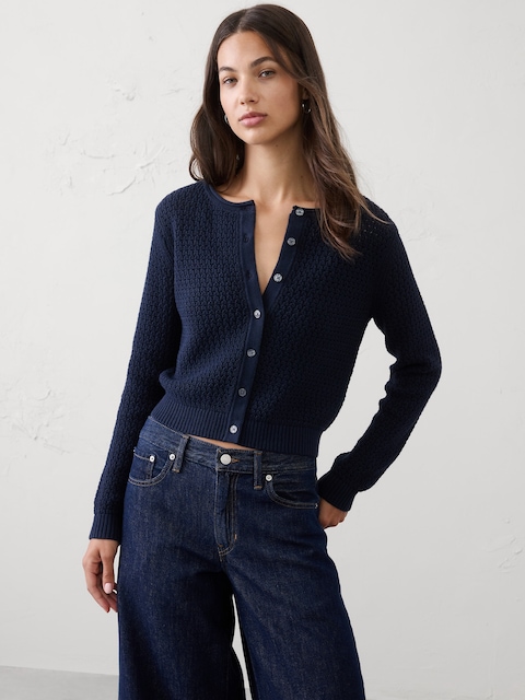 Cotton Crochet Cropped Cardigan