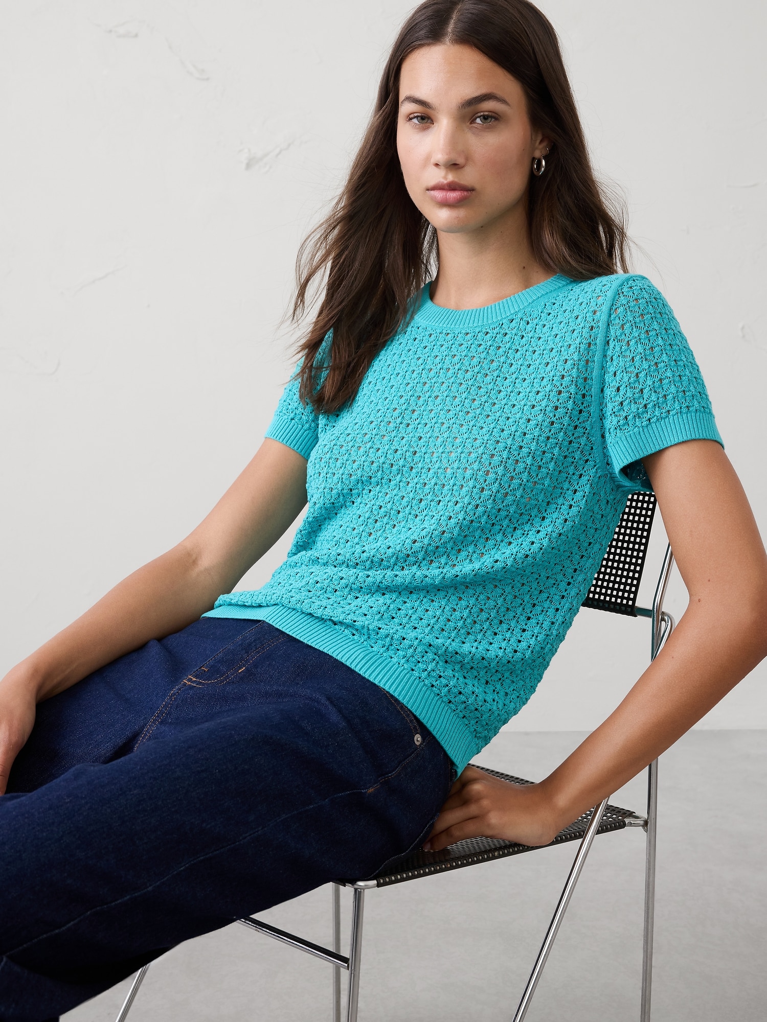 Image number 1 showing, Pointelle Sweater