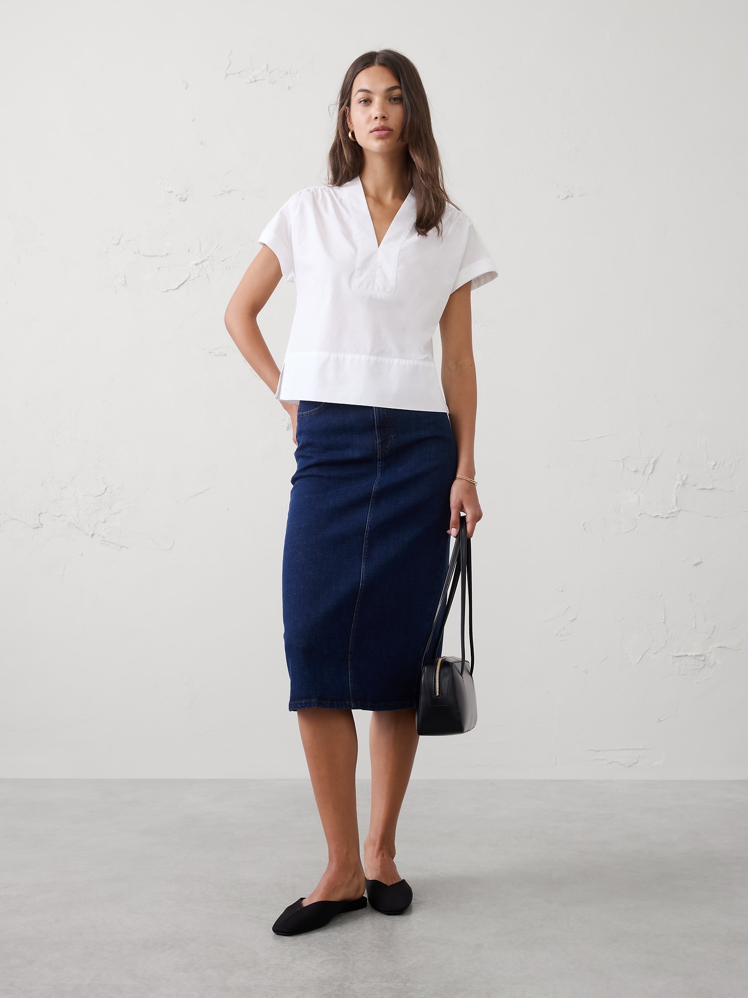 Image number 1 showing, Poplin Split-Neck Top