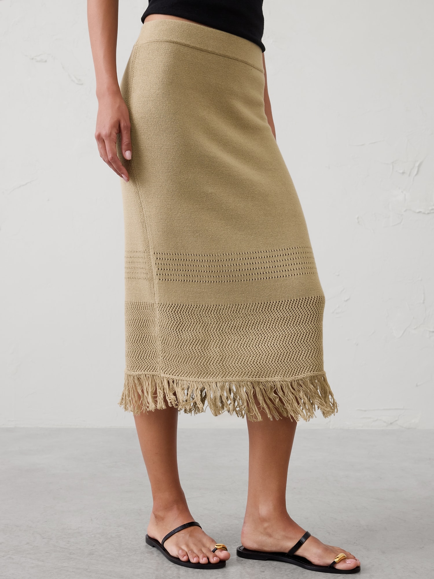 Image number 3 showing, Frayed-Hem Midi Skirt