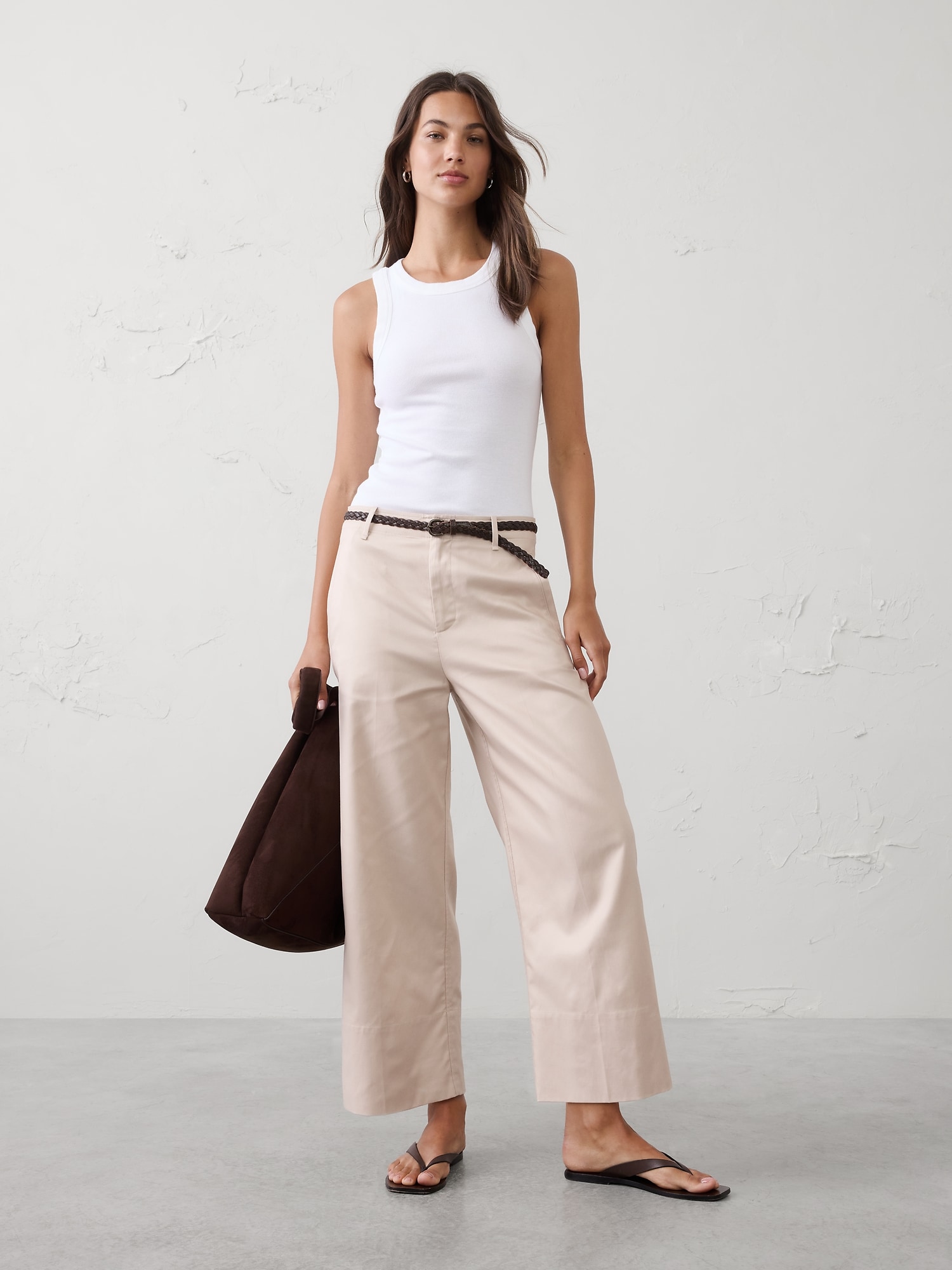 Image number 1 showing, Wide-Leg High-Rise Cropped Pant