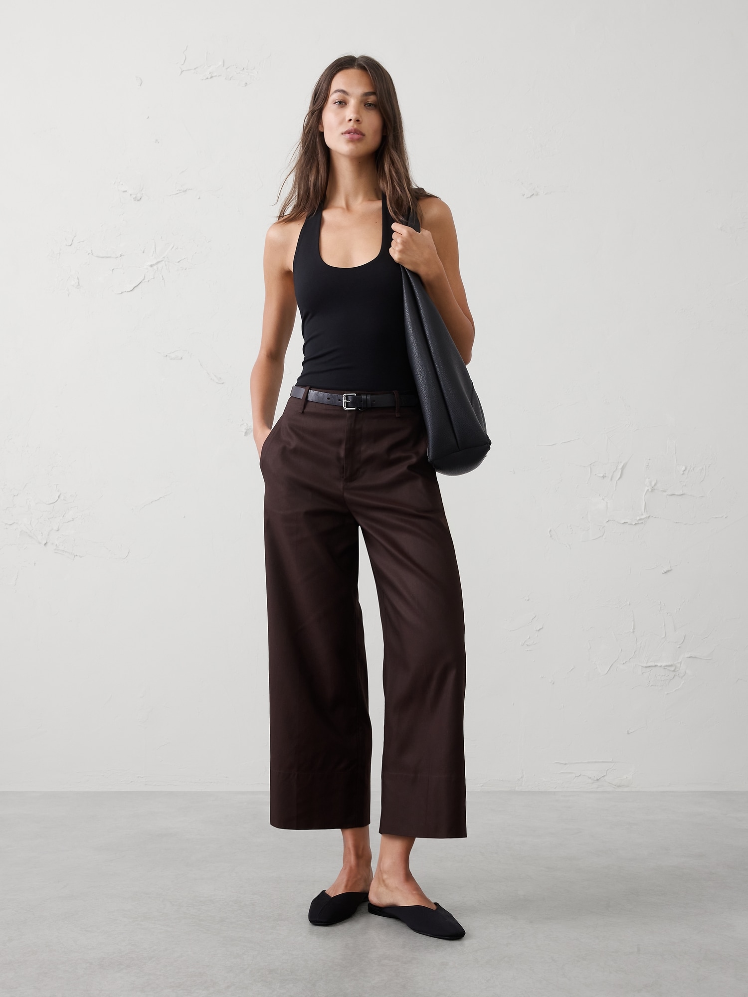 Image number 1 showing, Wide-Leg High-Rise Cropped Pant