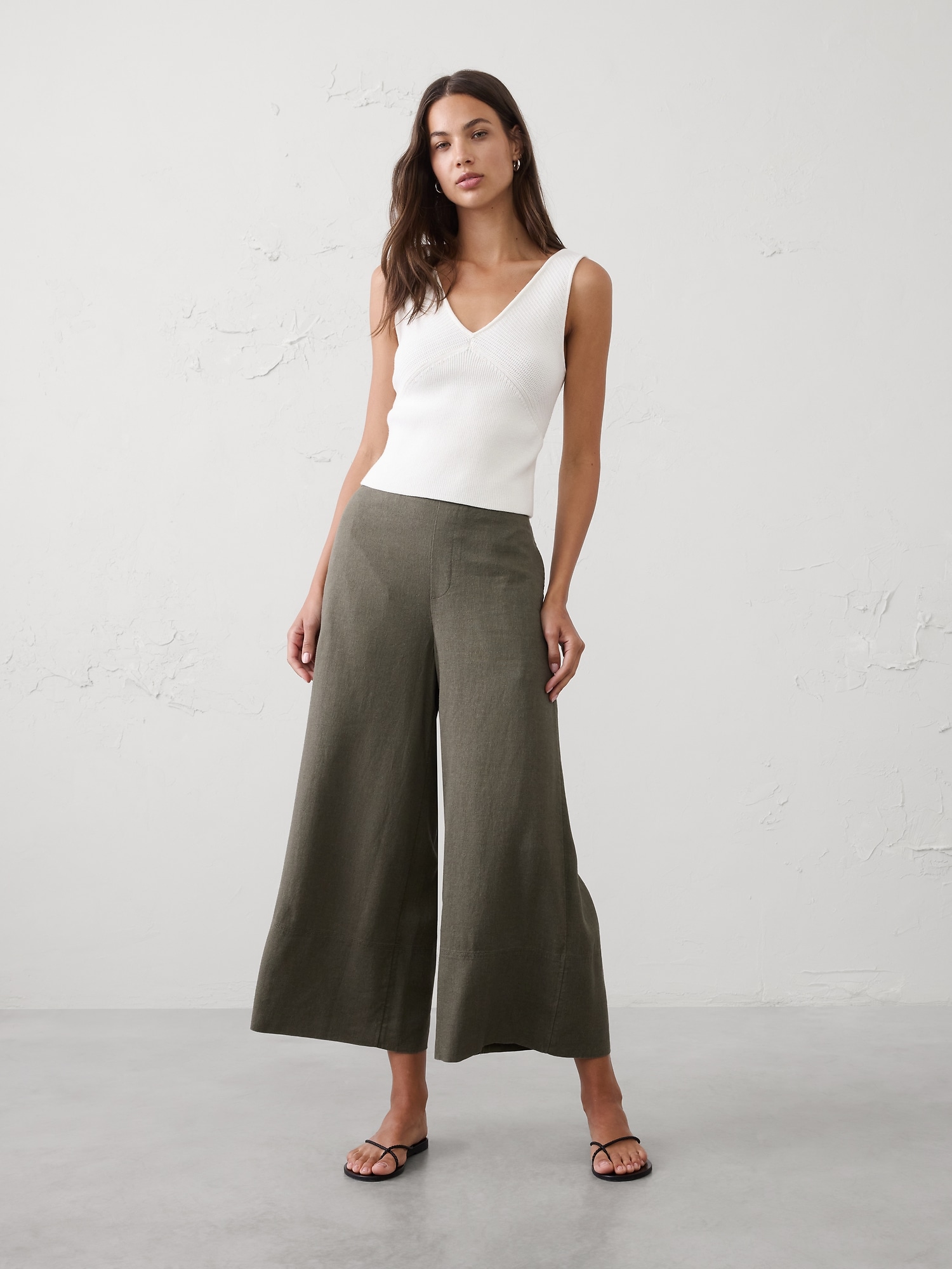 Image number 1 showing, Anyday Wide-Leg High-Rise Linen-Blend Cropped Pant