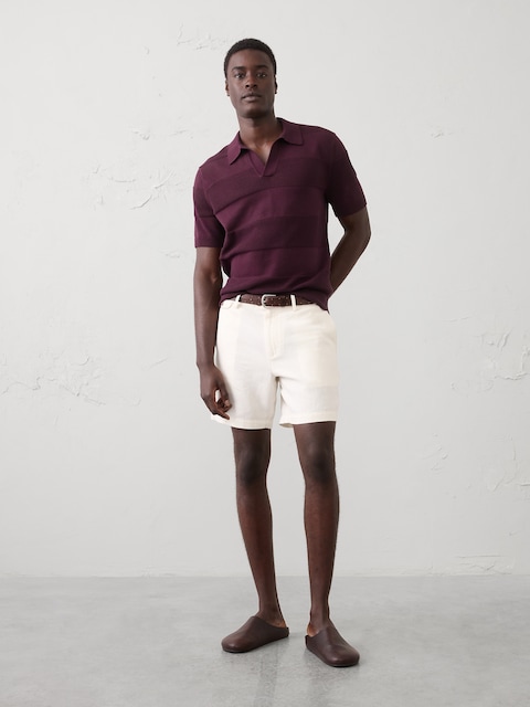 Mesh Striped Sweater Polo