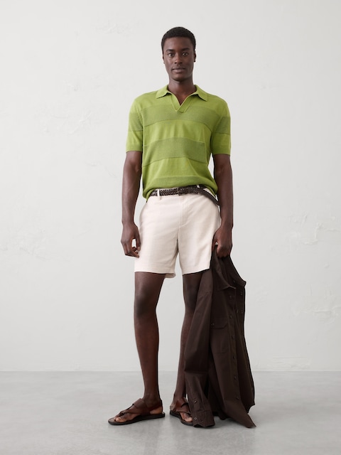 Mesh Striped Sweater Polo