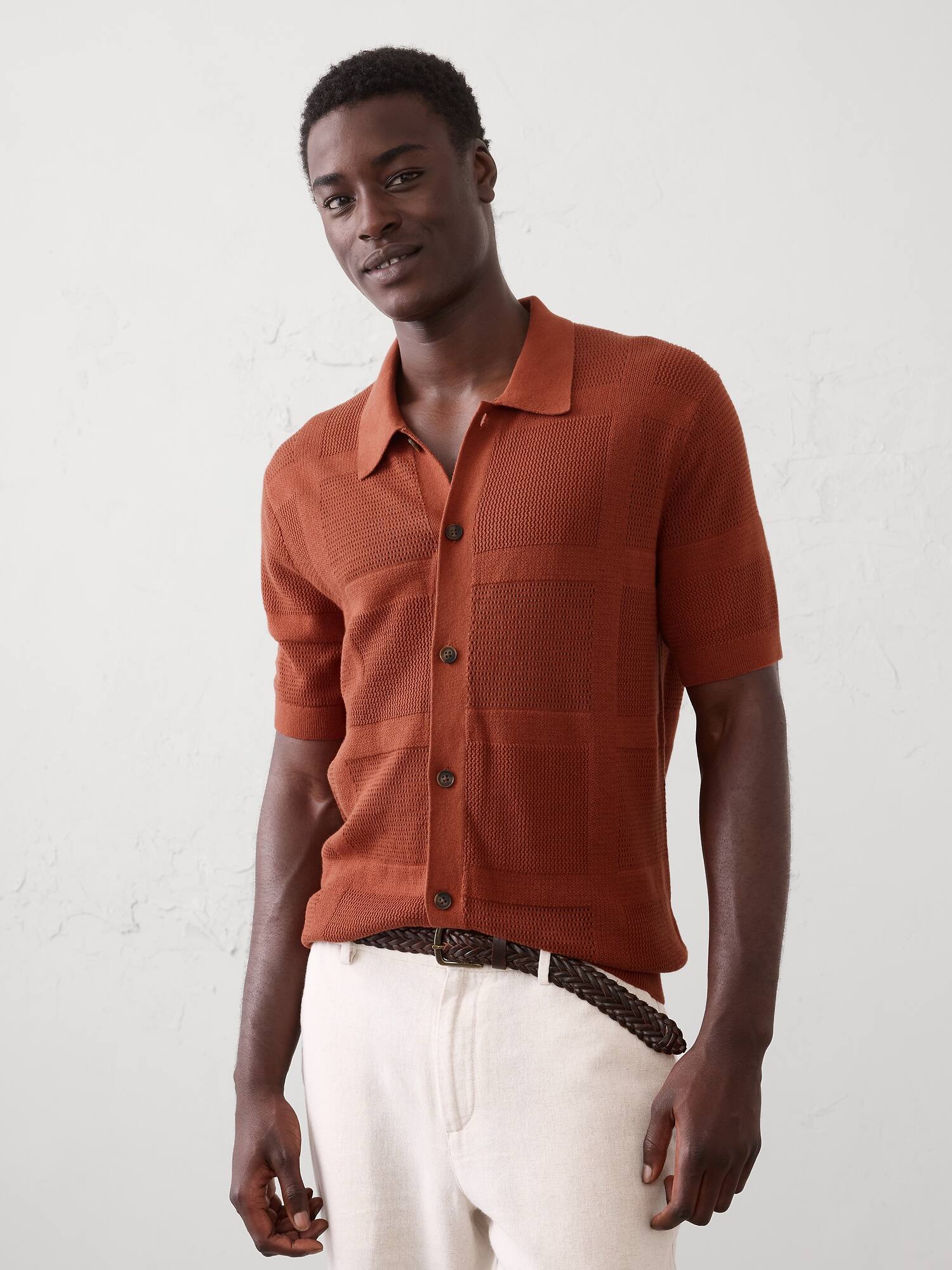 Image number 1 showing, Mesh Patchwork Sweater Polo