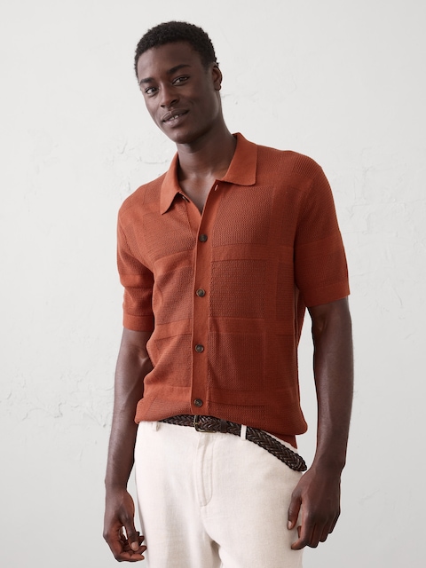 Mesh Patchwork Sweater Polo