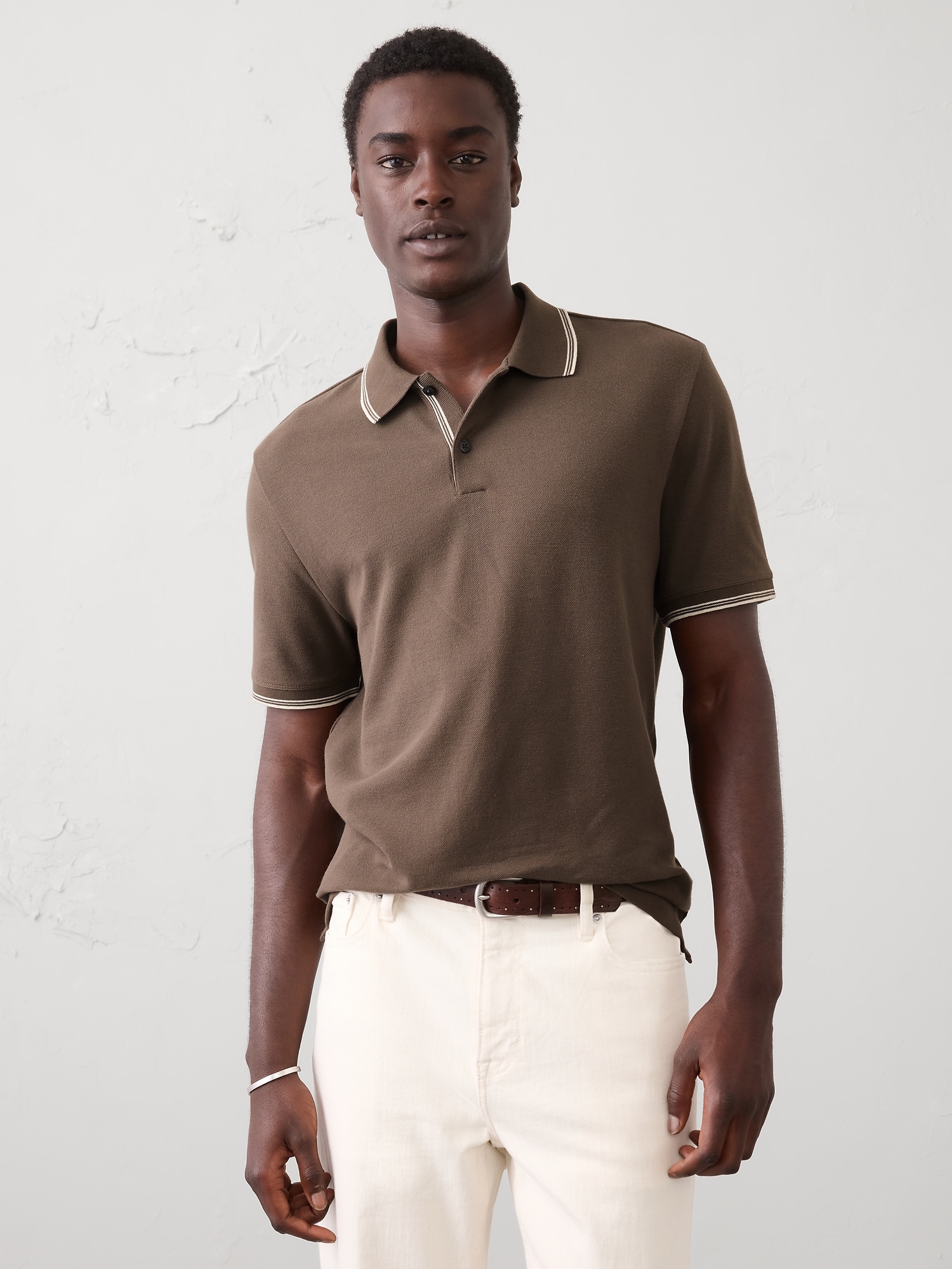 Image number 1 showing, Standard-Fit Textured Tipped Polo
