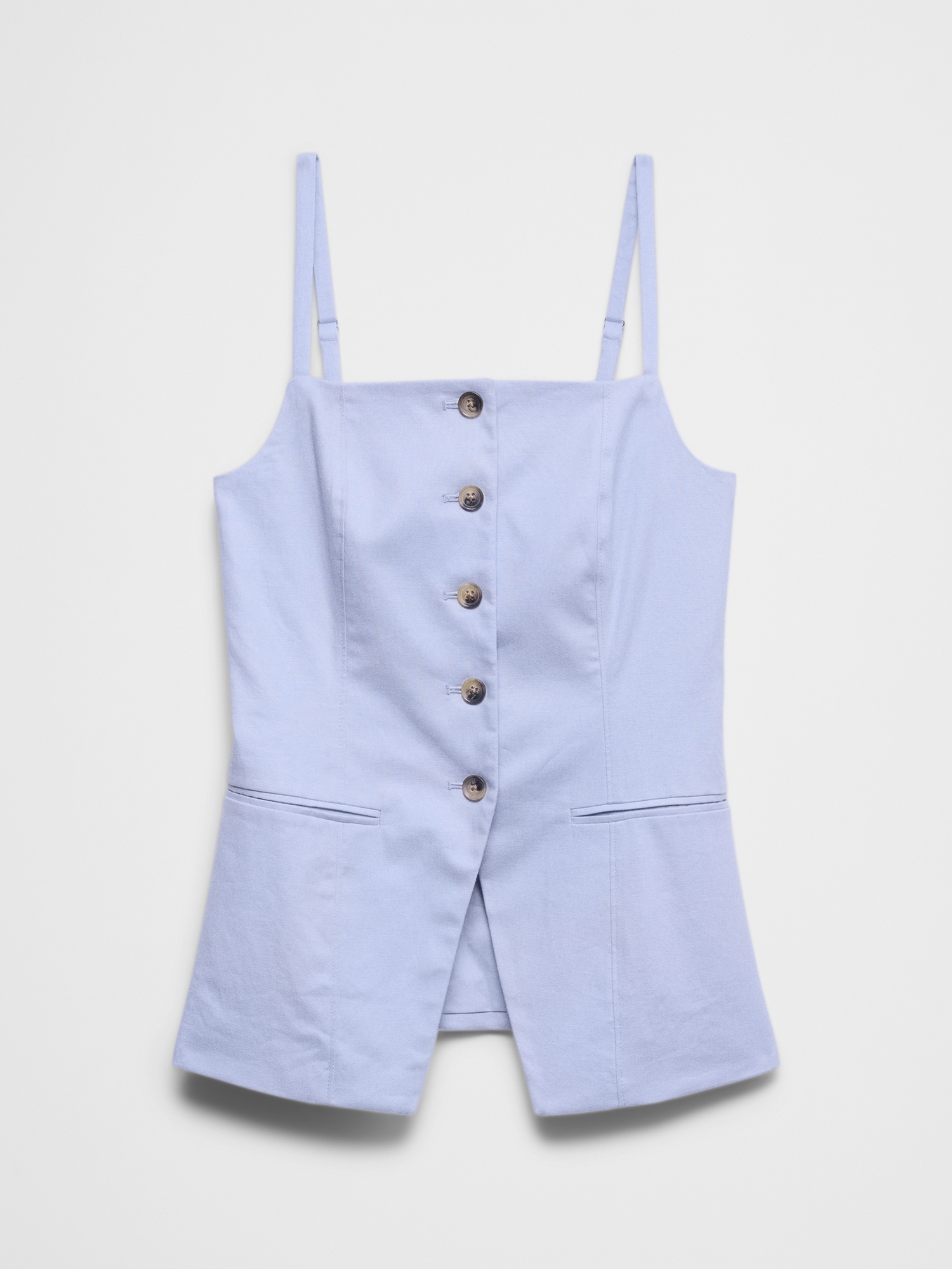 Image number 4 showing, Linen-Blend Square-Neck Cutaway Vest