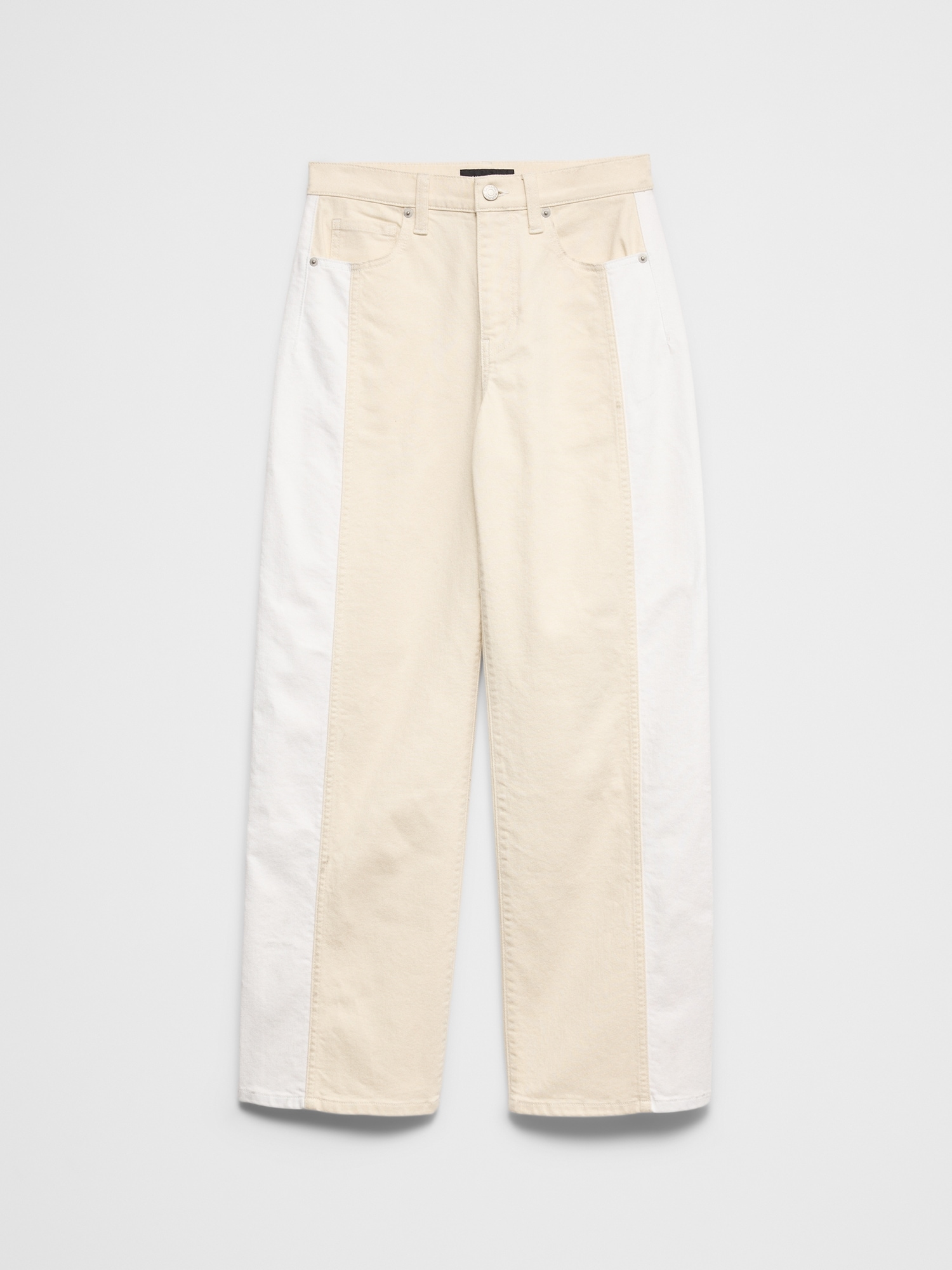 Image number 2 showing, Straight High-Rise Contrast Pieced Jean