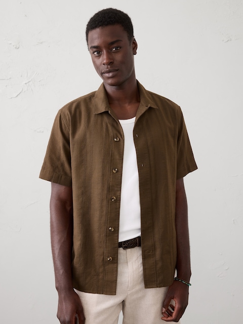 Standard-Fit Textured Resort Shirt