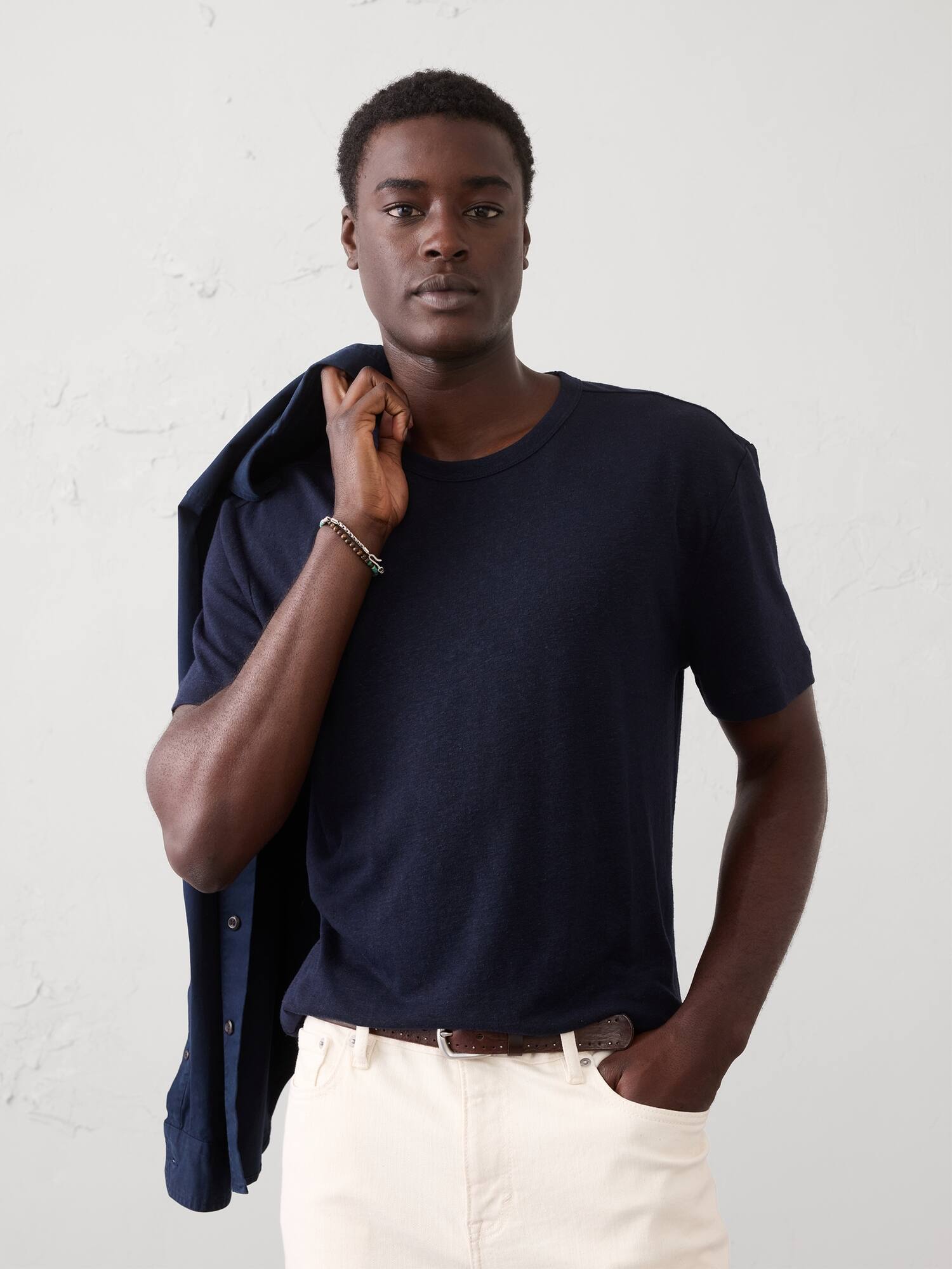 Image number 1 showing, Standard-Fit Linen-Blend T-Shirt