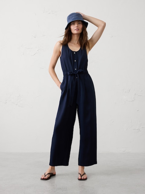 Tencel Cinch-Waist Jumpsuit