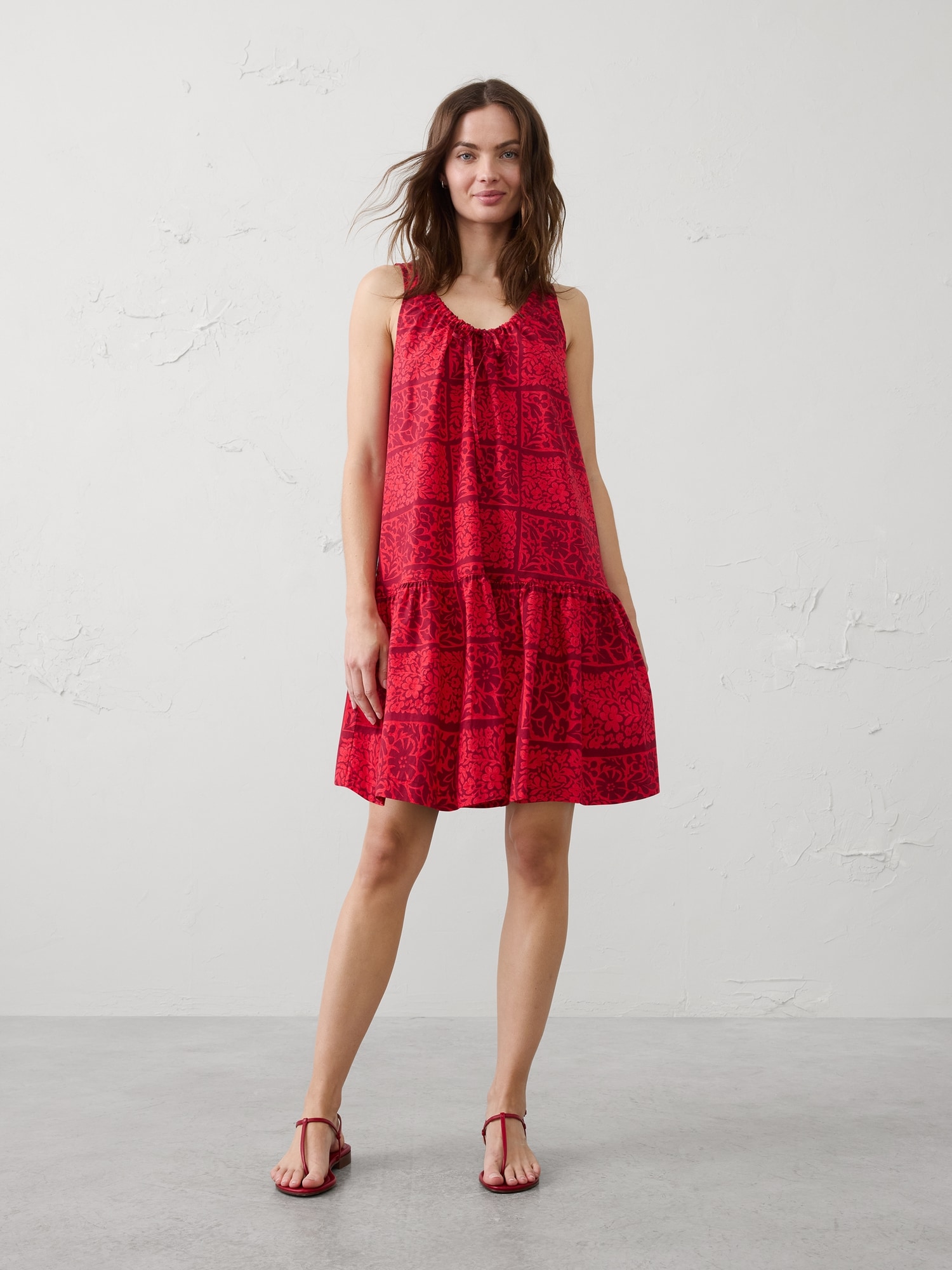Image number 1 showing, Poplin Tiered Above-Knee Dress