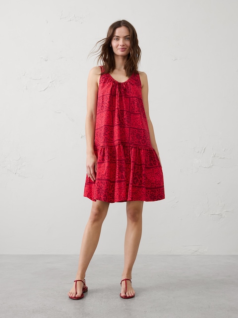 Poplin Tiered Above-Knee Dress