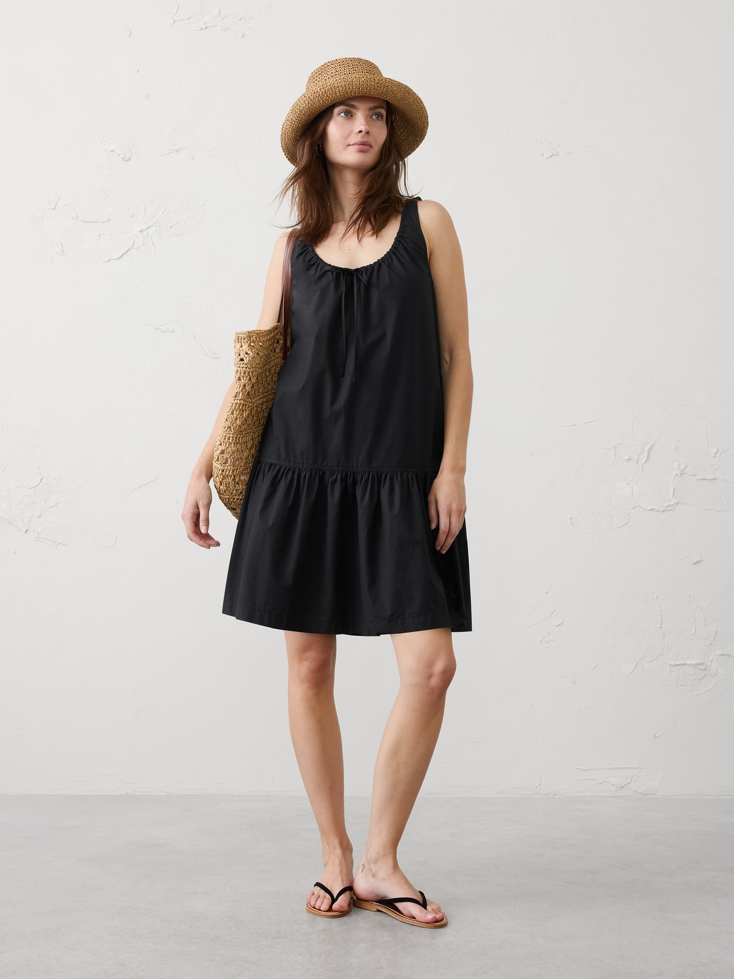 Image number 1 showing, Poplin Tiered Above-Knee Dress