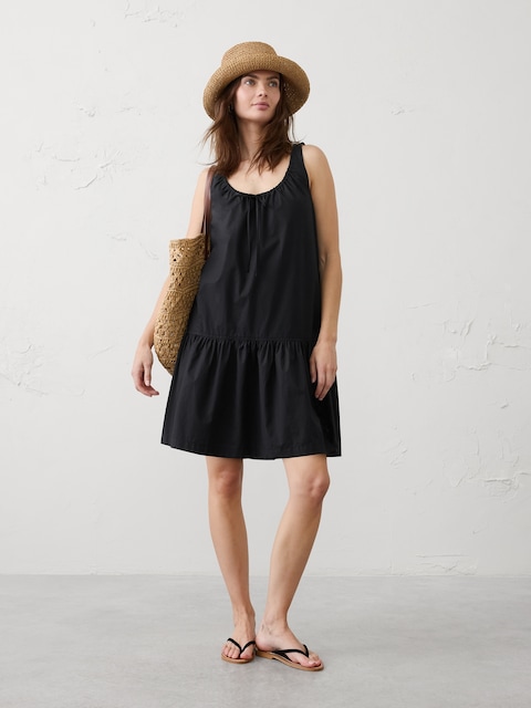 Poplin Tiered Above-Knee Dress