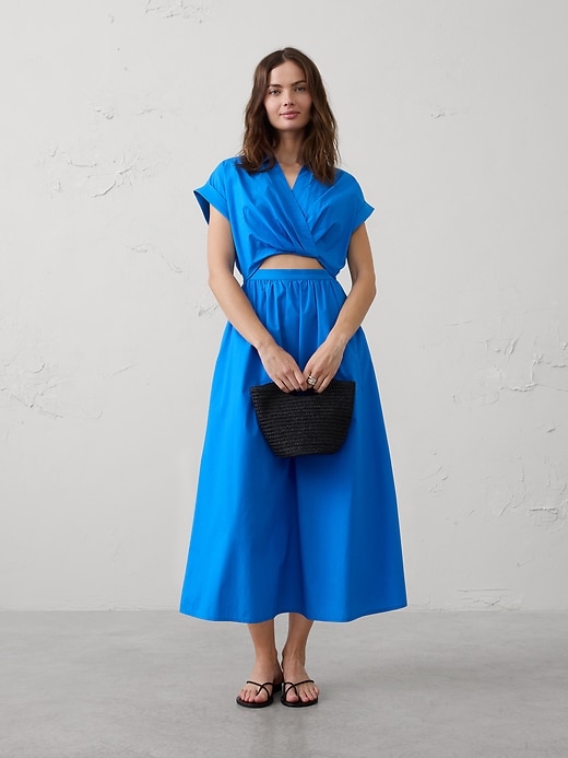 Cutout Poplin Maxi Dress | Banana Republic Factory