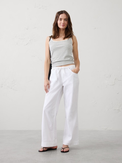 Wide-Leg Mid-Rise Summerweight Pull-On Jean