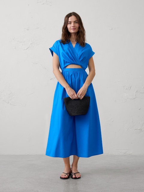 Cutout Poplin Midi Dress