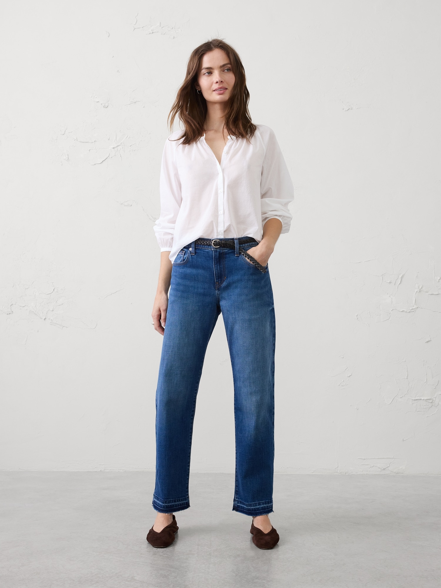 Image number 1 showing, Straight-Leg Mid-Rise Jean
