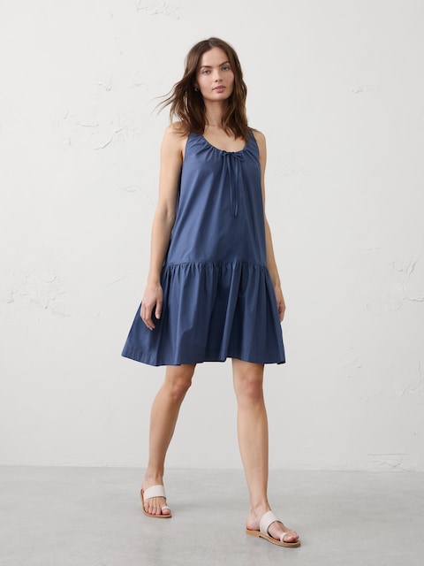 Poplin Tiered Above-Knee Dress