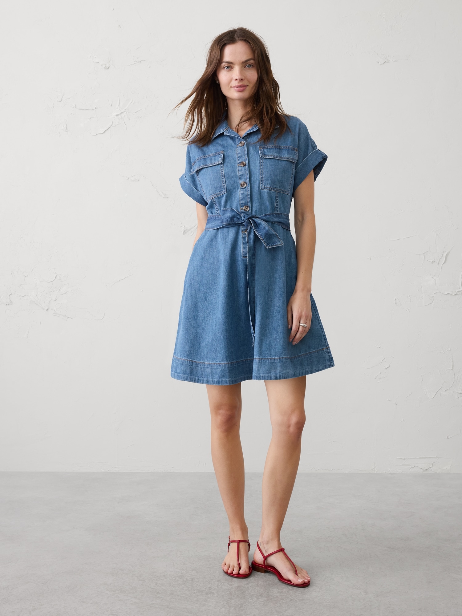 Image number 1 showing, Denim Utility Mini Dress