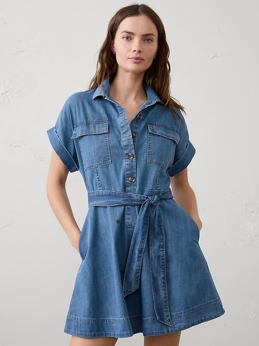 princess polly baby blue dress Women's Blue Work Appropriate Utility Midi Dress + Belt