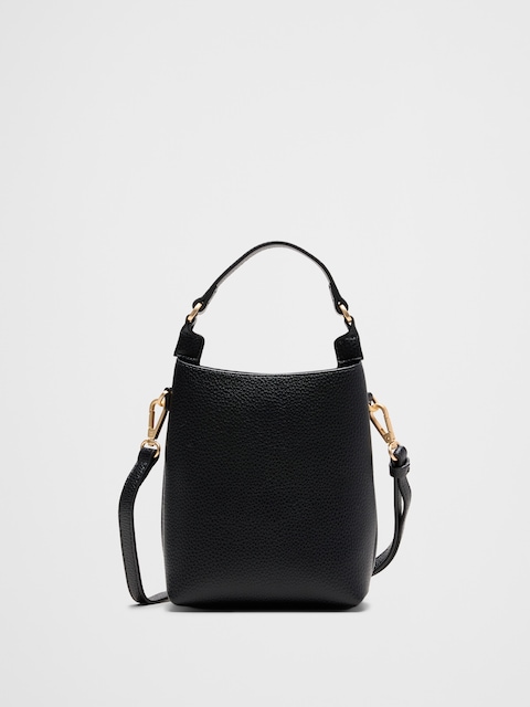 Vegan Leather Micro Mini Bucket Crossbody Bag