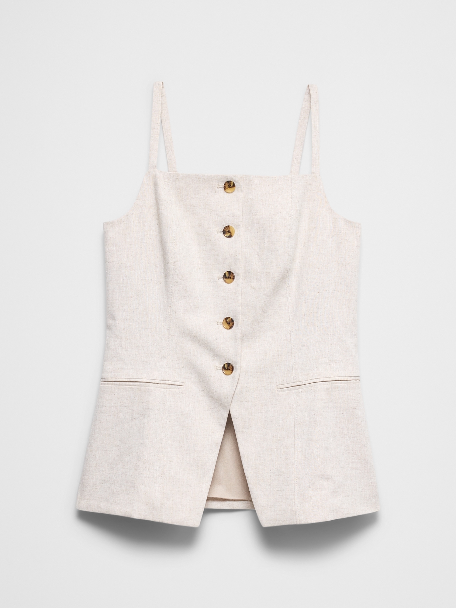 Image number 4 showing, Linen-Blend Square-Neck Cutaway Vest