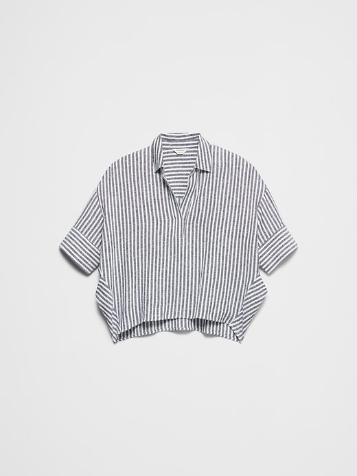 トップス eleven 2nd Silk Plating Linen Slipover Linen-Blend Drapey Popover Shirt | Banana Republic Factory