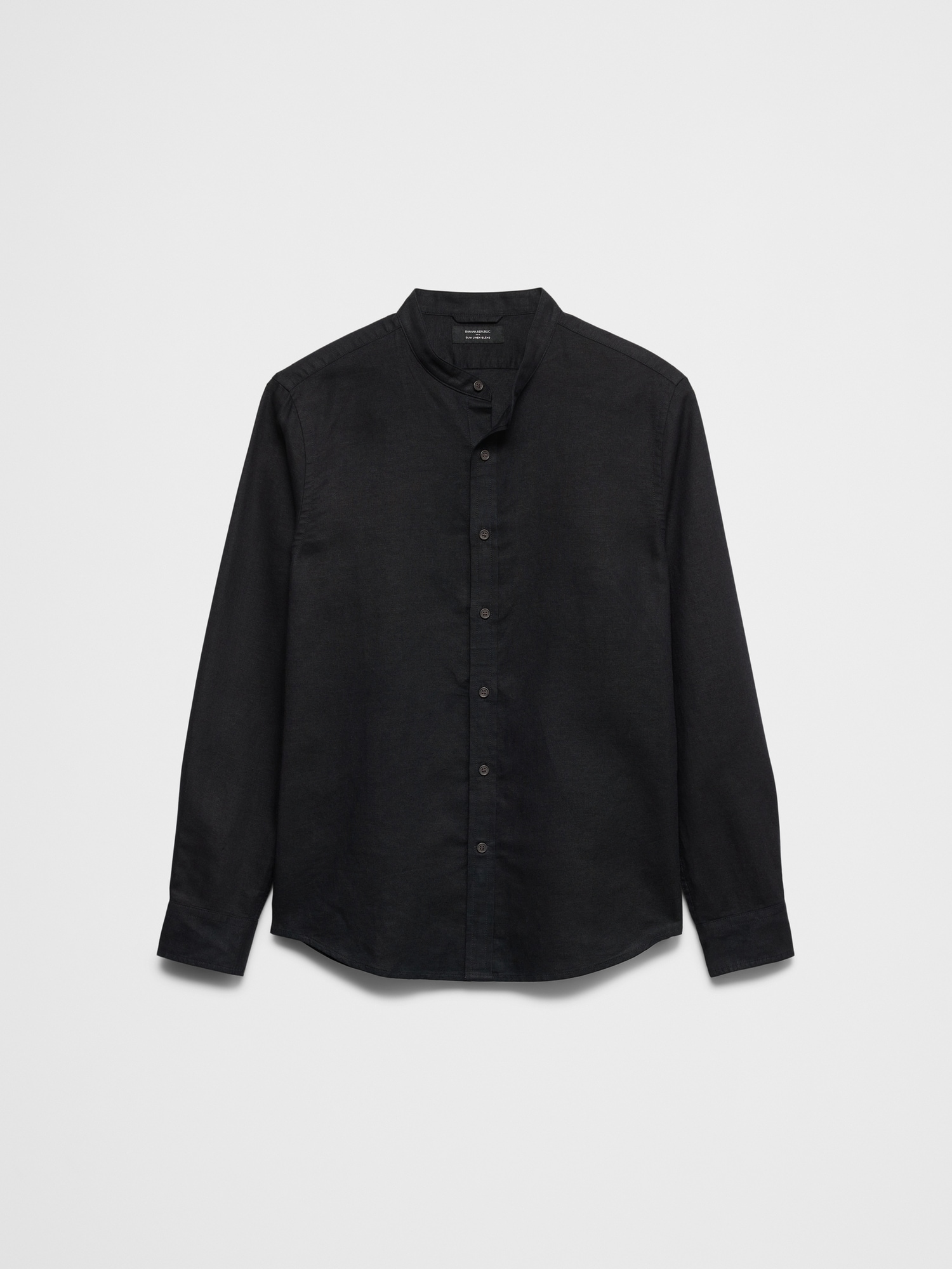 Image number 7 showing, Slim-Fit Linen-Blend Banded-Collar Shirt